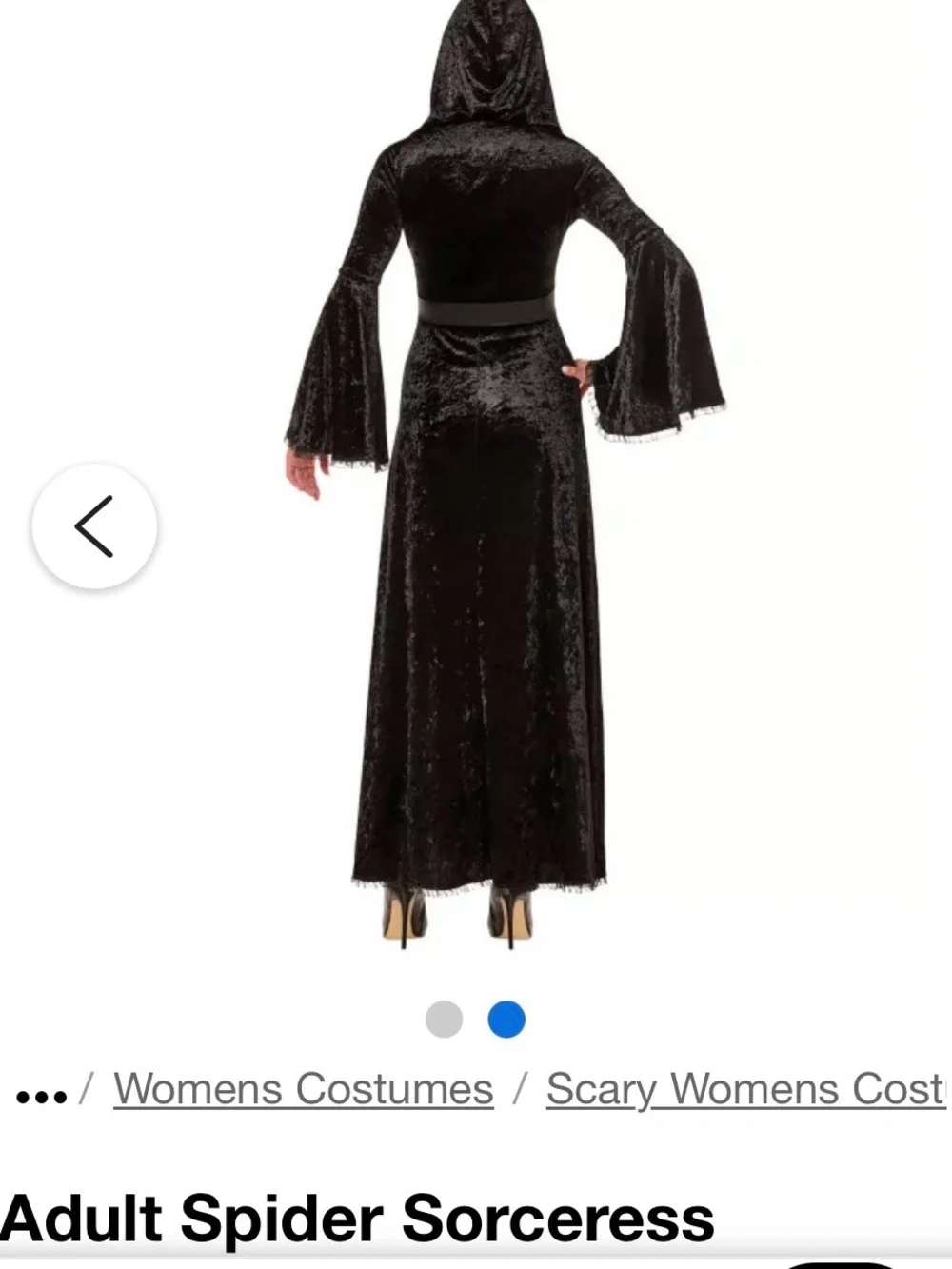 Spirit Black Velvet Witch Costume with Purple Spiderweb Panel - Picture 2 of 3